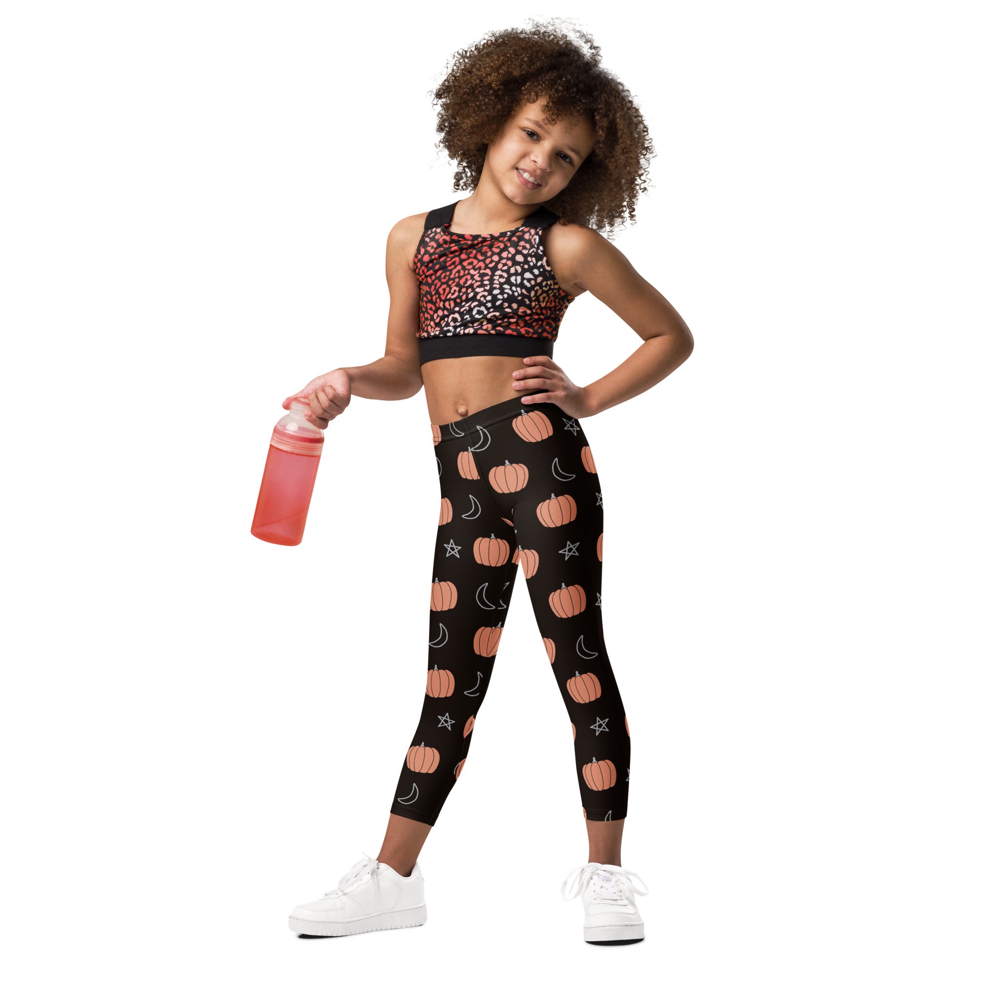 Girls Pumpkin Moon Star Leggings - Warm, Buttery Soft & Stretchy