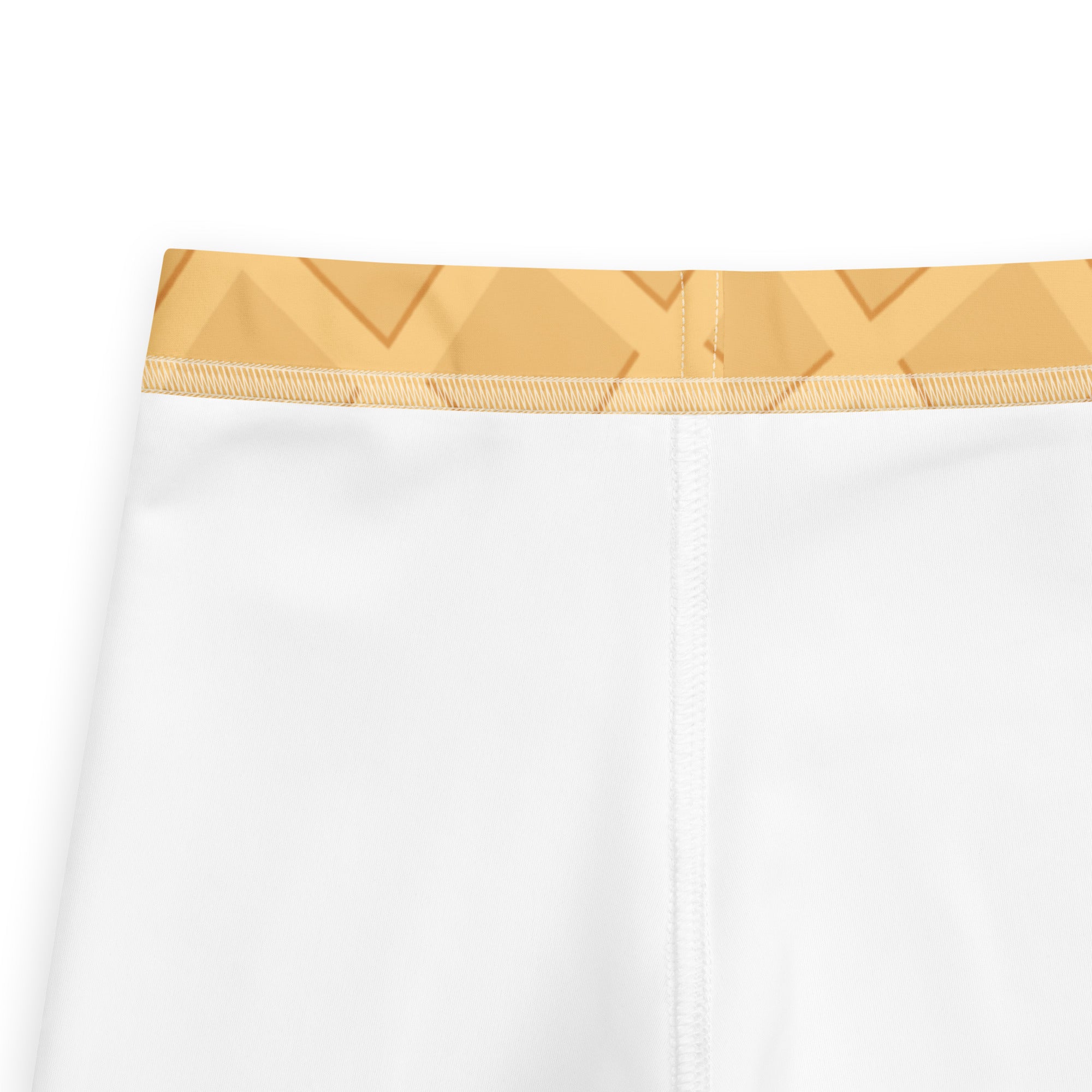 Kids waffle cone buttery soft white leggings with gold geometric patterned waistband for comfortable wear