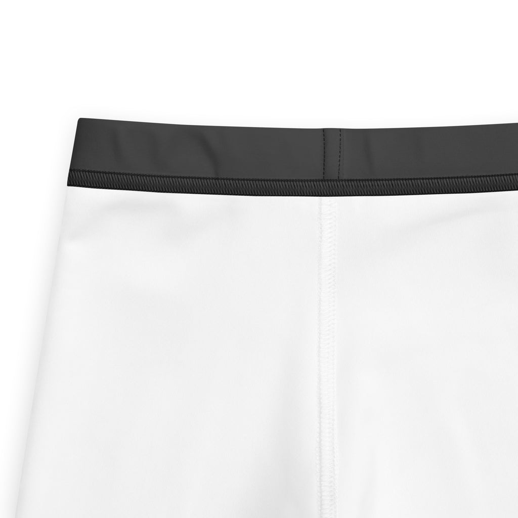 Kids buttery soft gray leggings shown with white athletic shorts featuring a sleek black elastic waistband