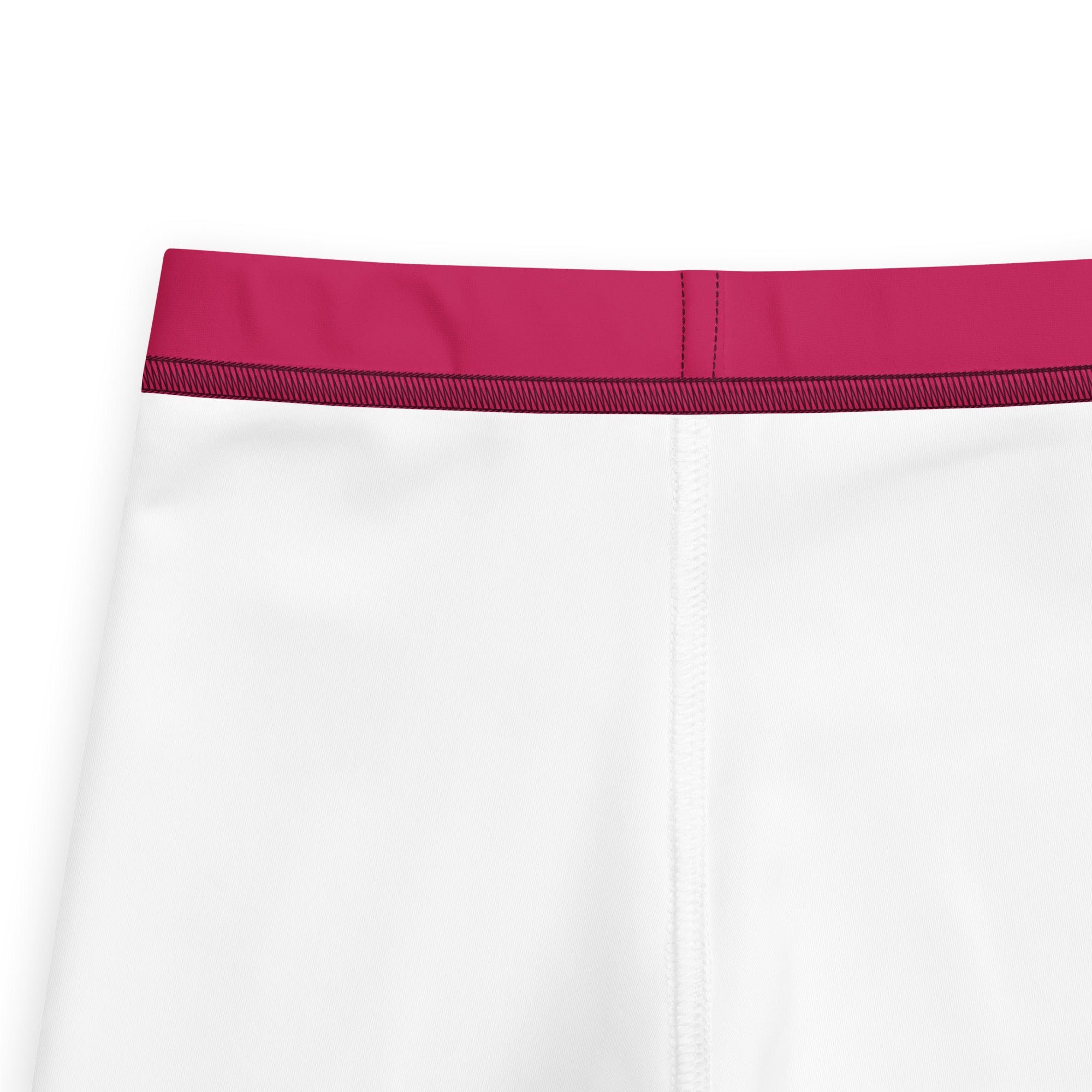 Girls buttery soft rose red leggings featuring white athletic shorts with a vibrant magenta elastic waistband