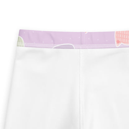 Girls Pastel Purple Kawaii Cats & Clouds Buttery Soft Leggings