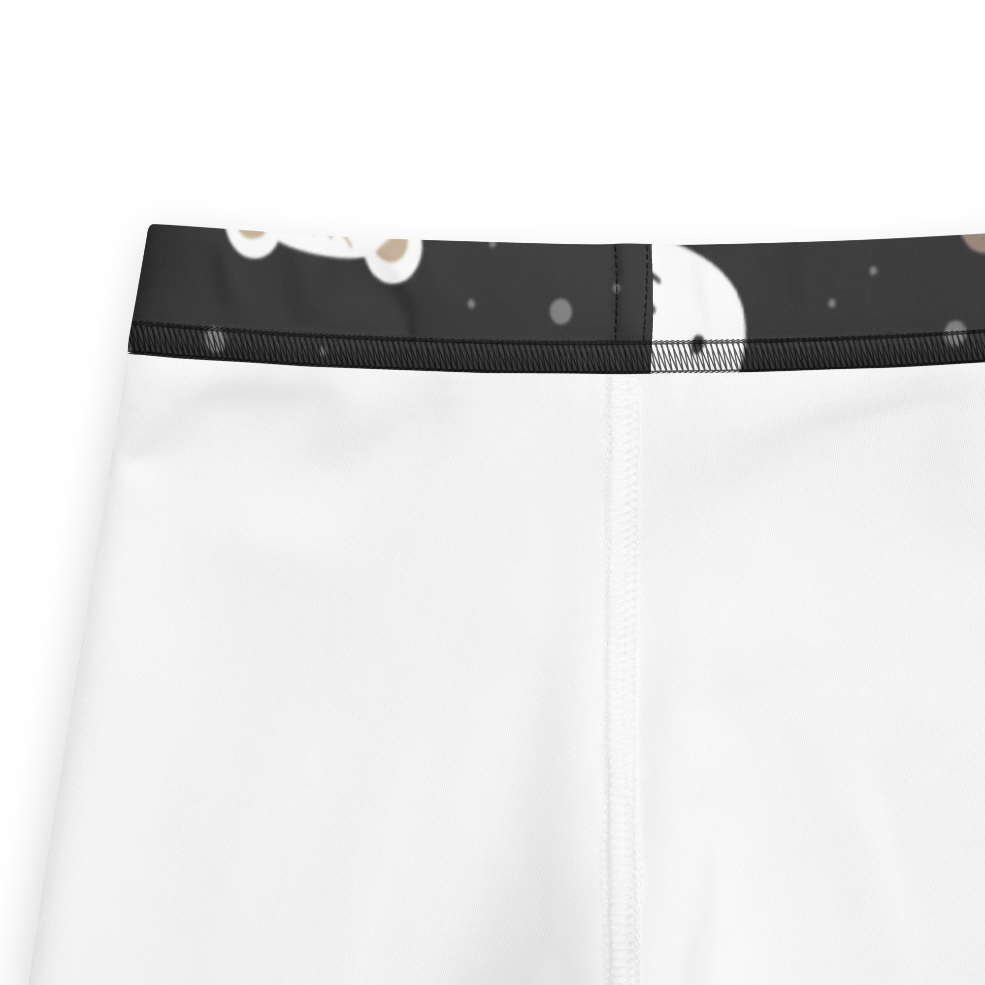 White girls bear face buttery soft leggings with black waistband and cute cartoon bear on starry night background