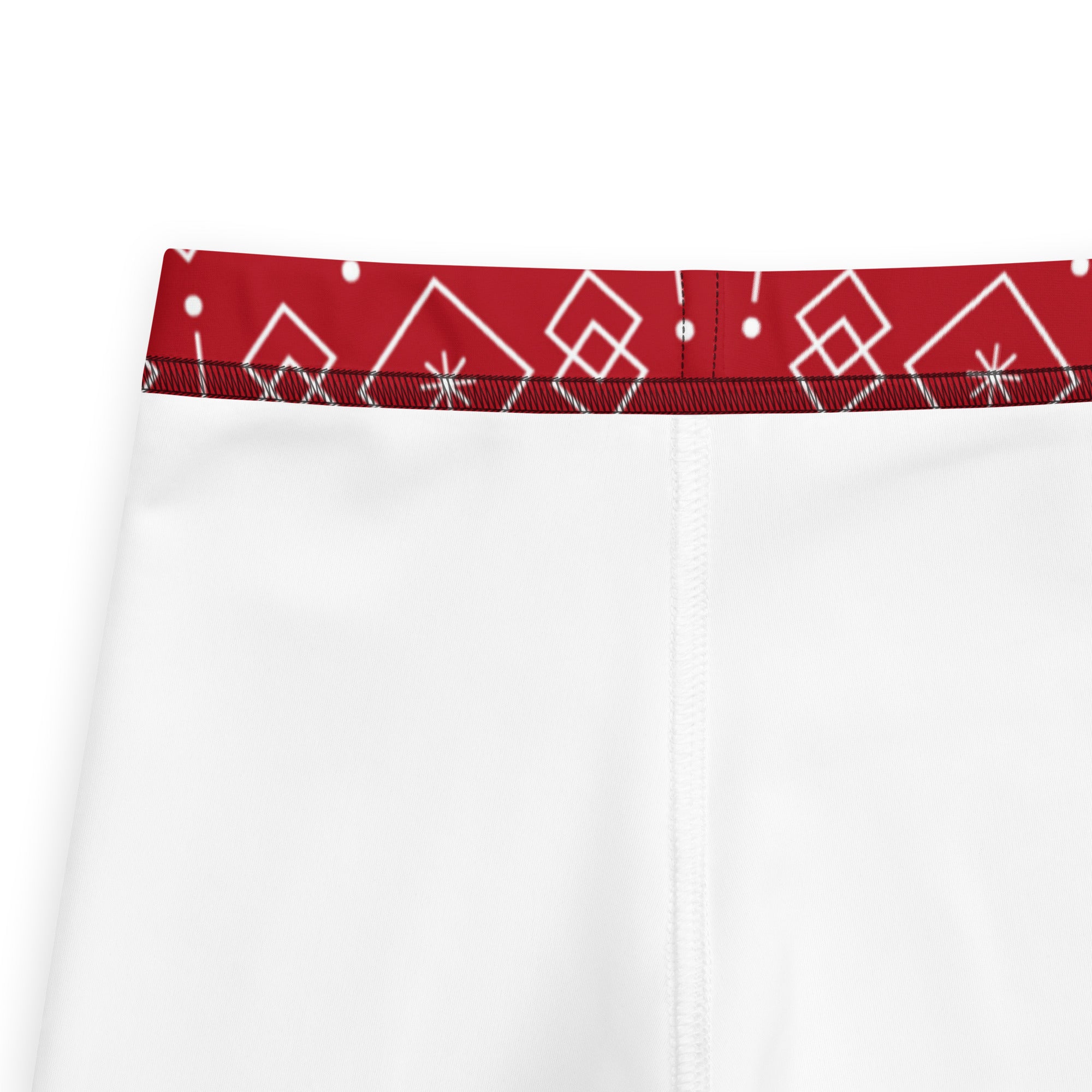 Kids red hanukkah star of david buttery soft leggings with white athletic shorts and red geometric waistband detail