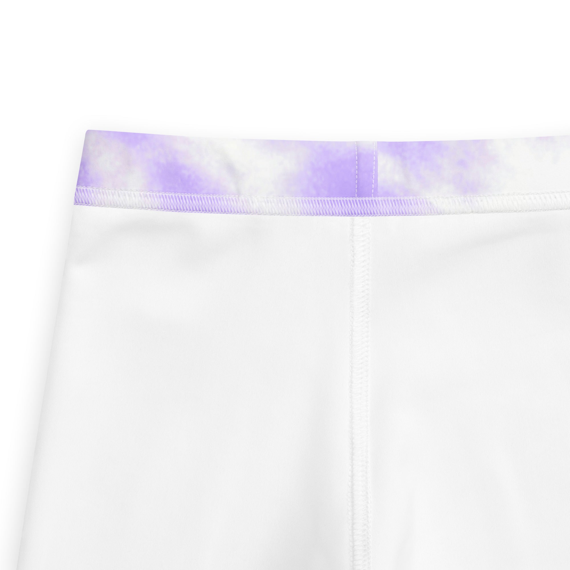 Girls custom lavender tie dye buttery soft white leggings with purple and white tie dye waistband