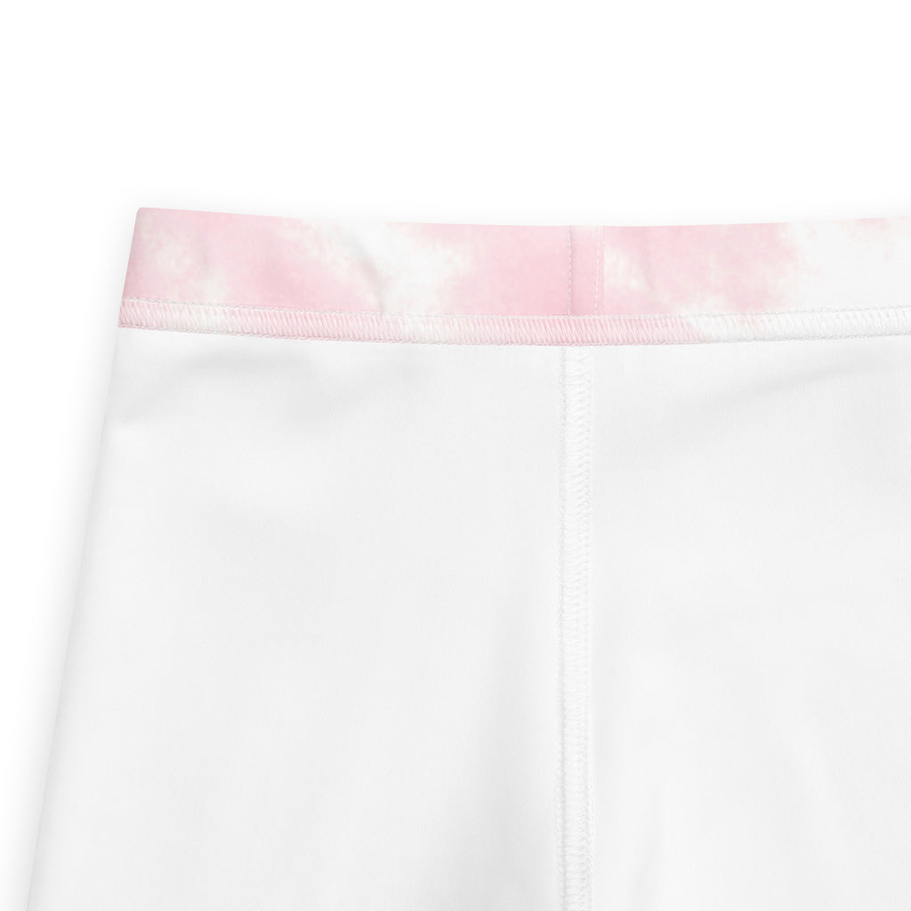 Girls pink tie dye buttery soft leggings in white with a soft pink tie dye waistband