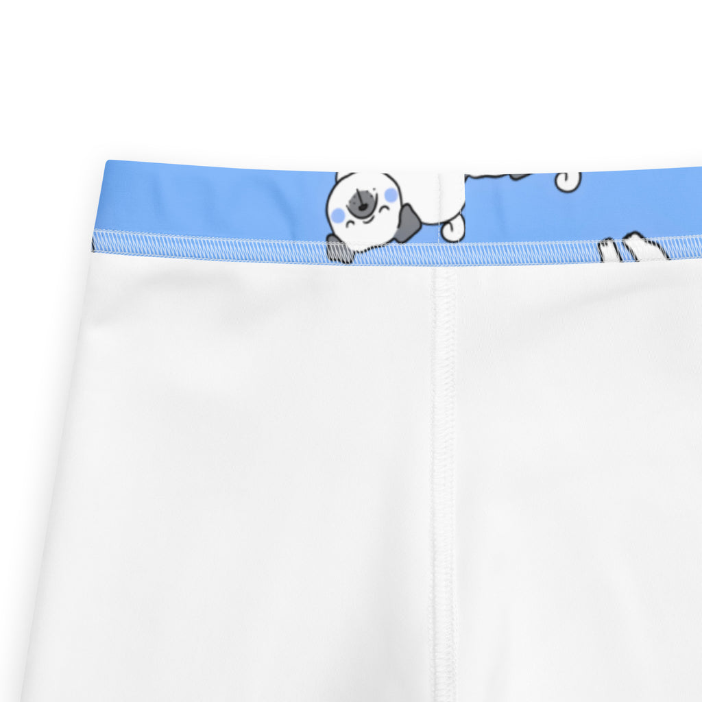Kids blue pug buttery soft leggings white underwear with blue waistband and cute cartoon polar bear design