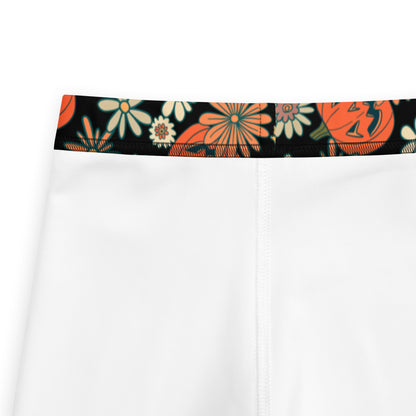 Kids Vintage Halloween Pumpkin Floral Buttery Soft Leggings