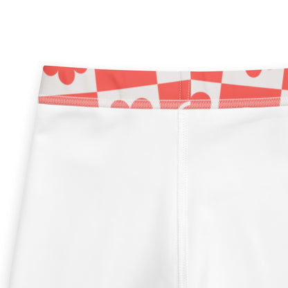 Girls Red Checkerboard Flower and Smile Face Buttery Soft Leggings