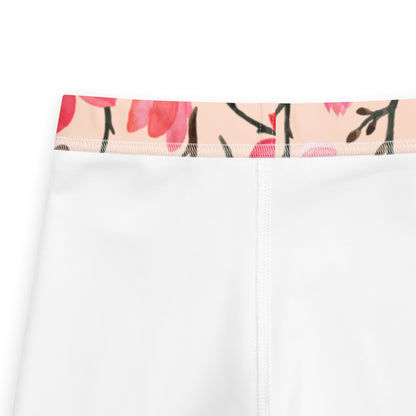 Girls Pink Watercolor Floral Buttery Soft Leggings