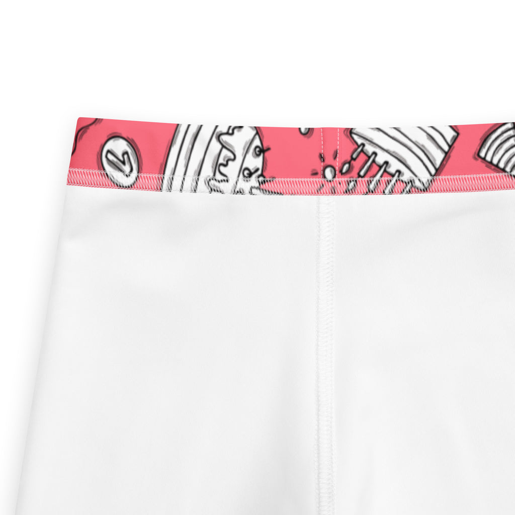 White underwear with vibrant pink waistband and black and white cartoon illustrations for girls pink birthday party buttery soft leggings