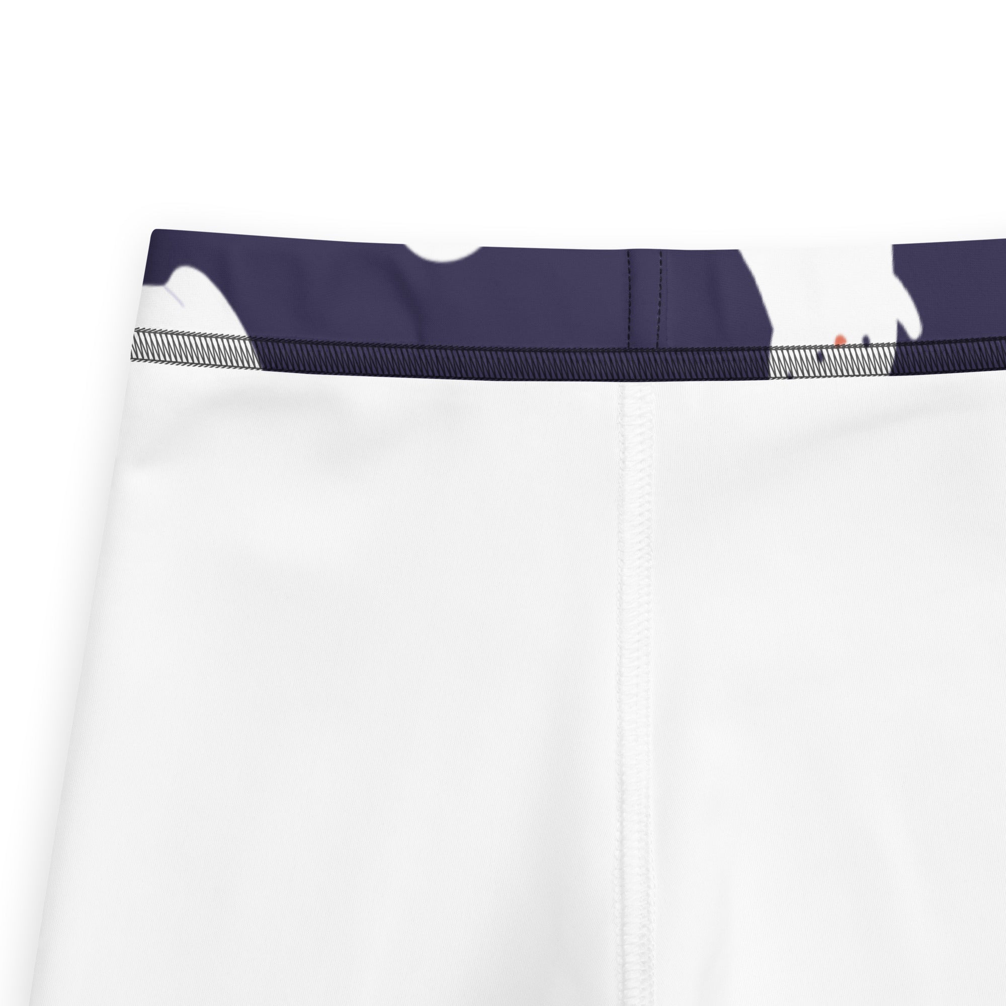 Girls dark purple ghost buttery soft leggings in white with a navy waistband featuring a minimalist white silhouette design