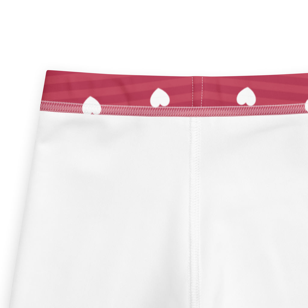 White underwear with red waistband and heart patterns paired with girls pink stripe heart buttery soft leggings