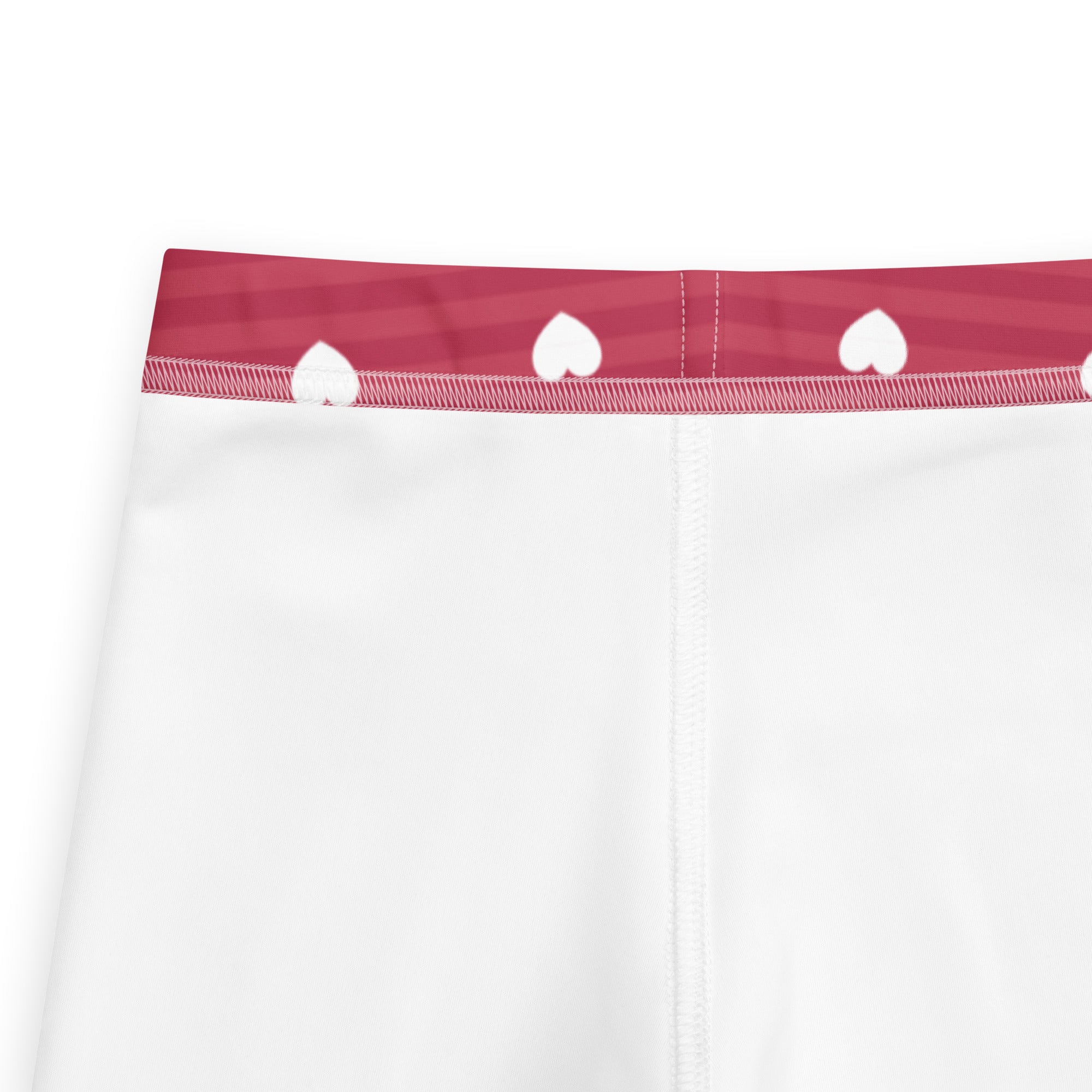 White underwear with red waistband and heart patterns paired with girls pink stripe heart buttery soft leggings