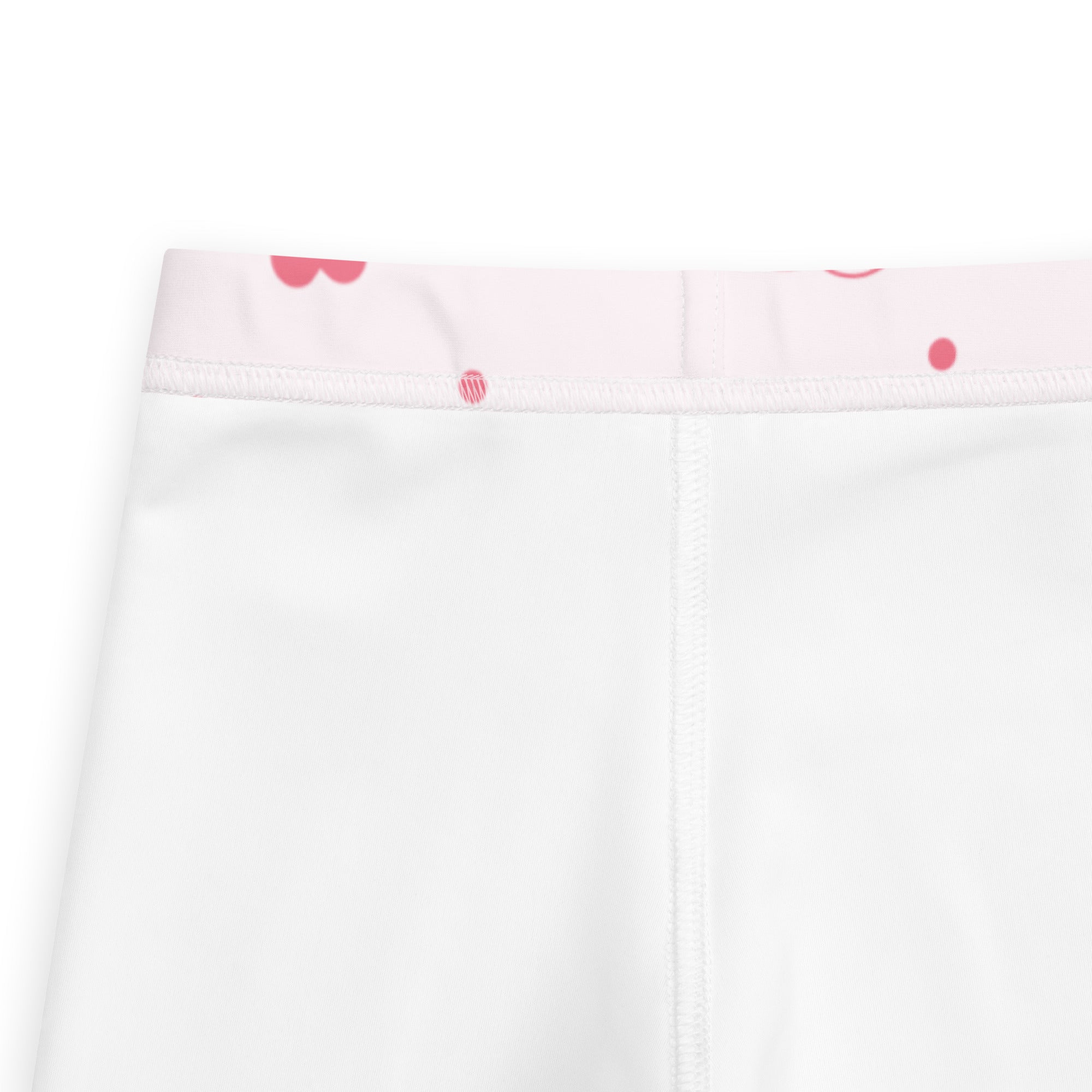 Girls pink heart valentine’s day white leggings with pink waistband and red heart dot pattern buttery soft material