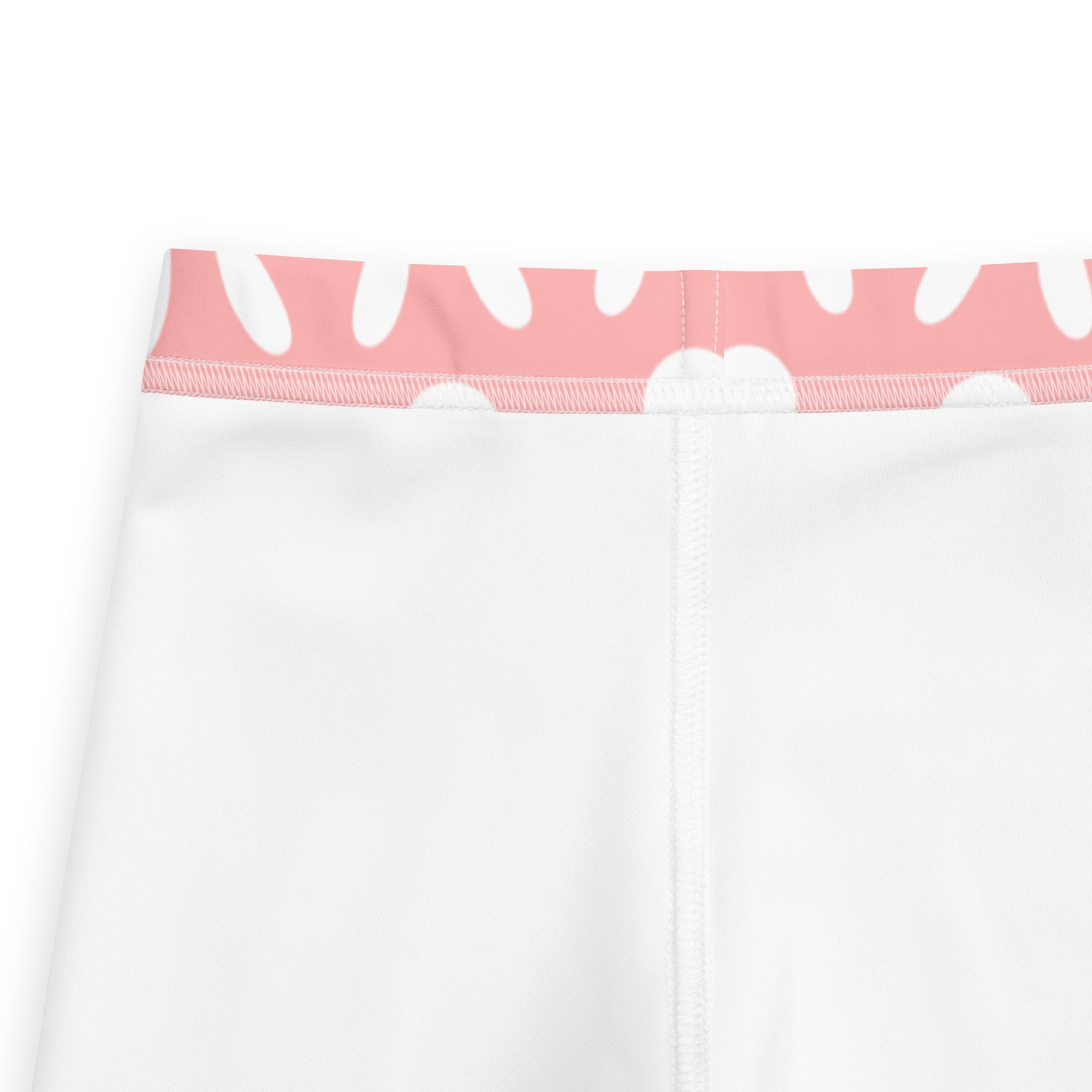 Girls pink Easter bunny buttery soft white leggings with pink waistband and white cloud patterns