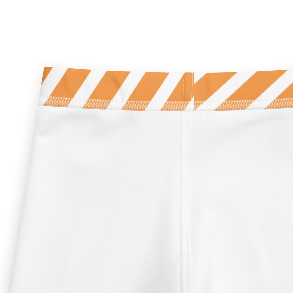 Girls Orange & White Striped Leggings - Warm, Buttery Soft & Stretchy
