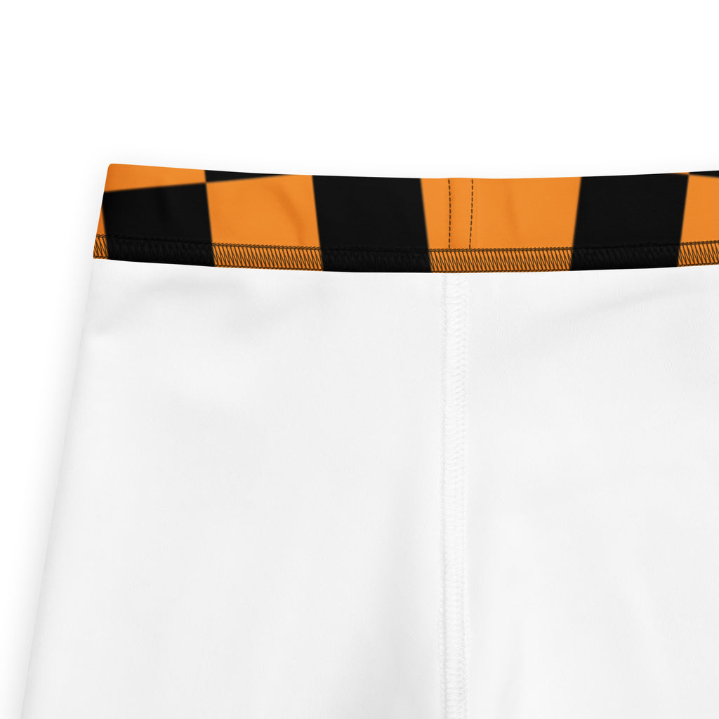 Girls Orange Checkered Halloween Leggings - Warm, Buttery Soft & Stretchy