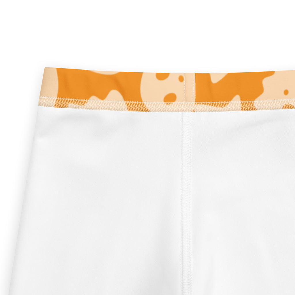 Girls Orange Ghost Halloween Leggings - Warm, Buttery Soft & Stretchy