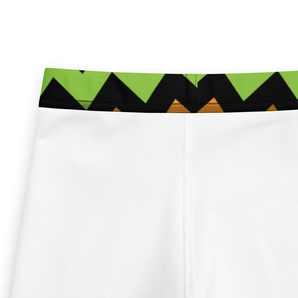 Girls Orange Green Black Halloween Chevron Leggings - Warm, Buttery Soft & Stretchy