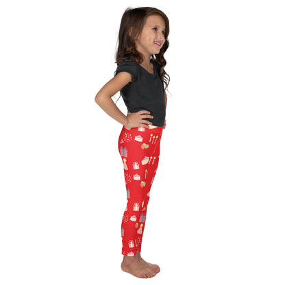Kids Red Birthday Pattern Buttery Soft Leggings