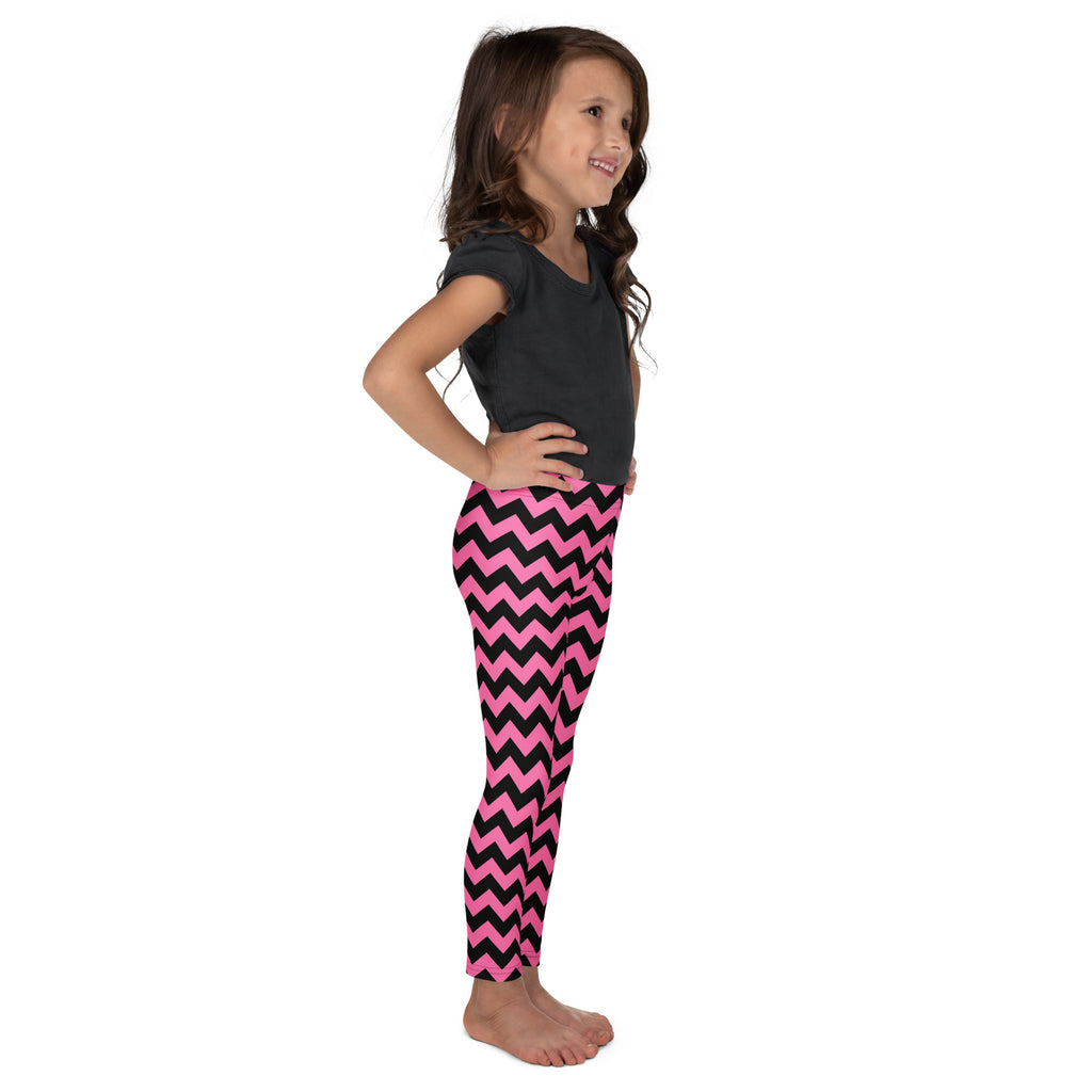 Girls Pink Chevron Leggings - Warm, Buttery Soft & Stretchy