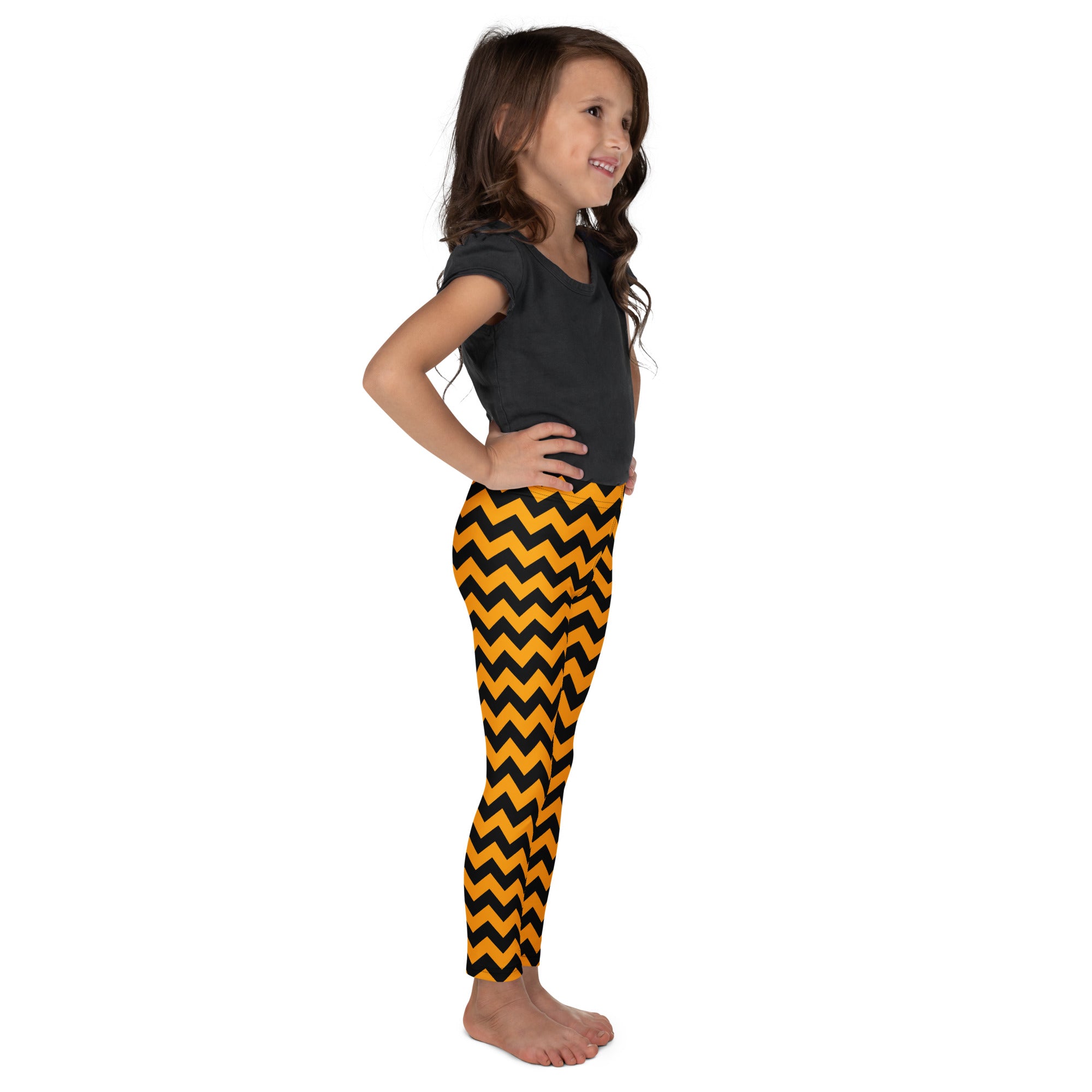 Girls Orange Chevron Halloween Leggings - Warm, Buttery Soft & Stretchy
