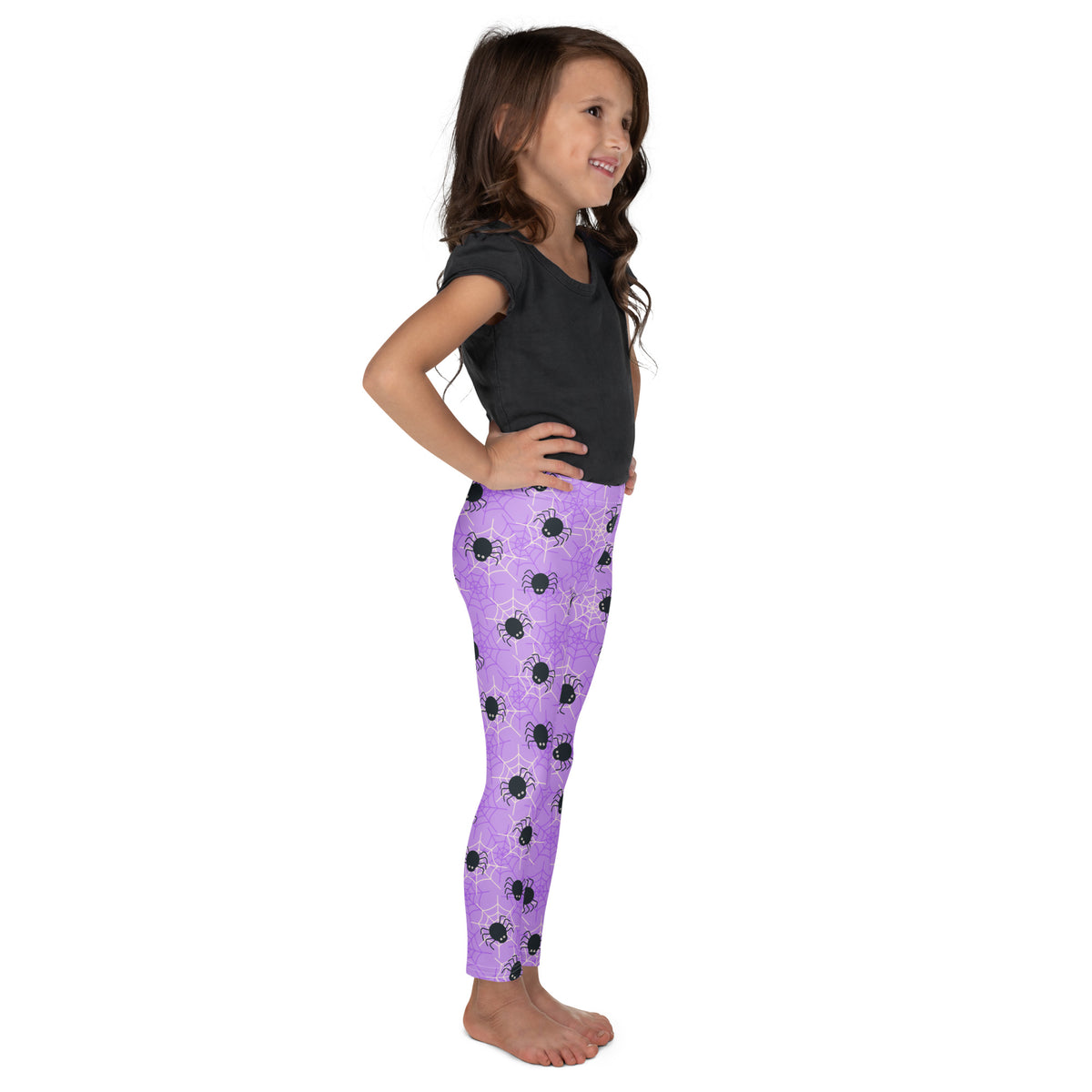 Girls Purple Spider Web Halloween Leggings - Warm, Buttery Soft & Stretchy