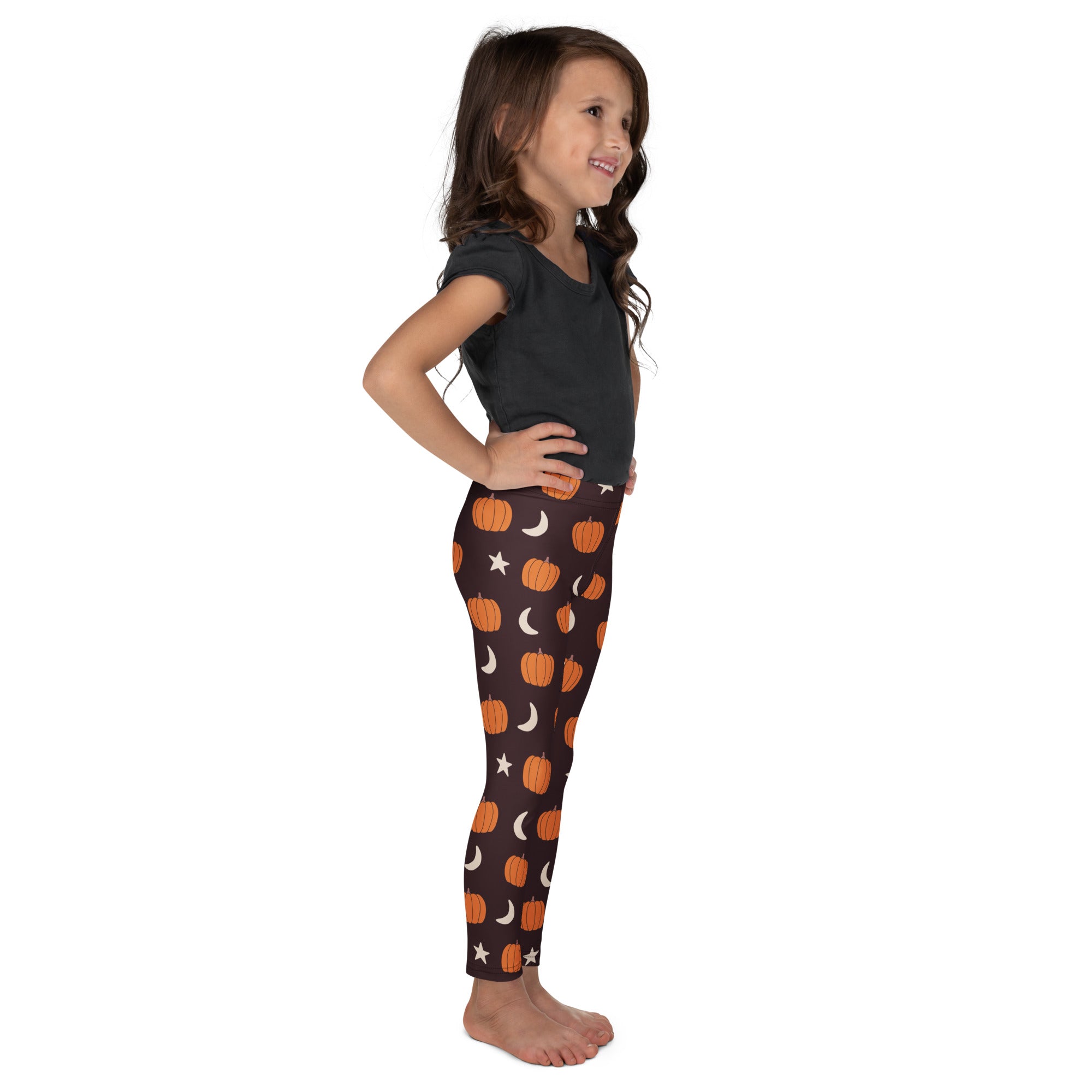 Girls Pumpkin Moon Leggings - Warm, Buttery Soft & Stretchy