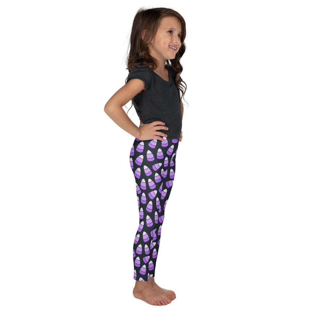Girls Purple Candy Corn Halloween Leggings - Warm, Buttery Soft & Stretchy
