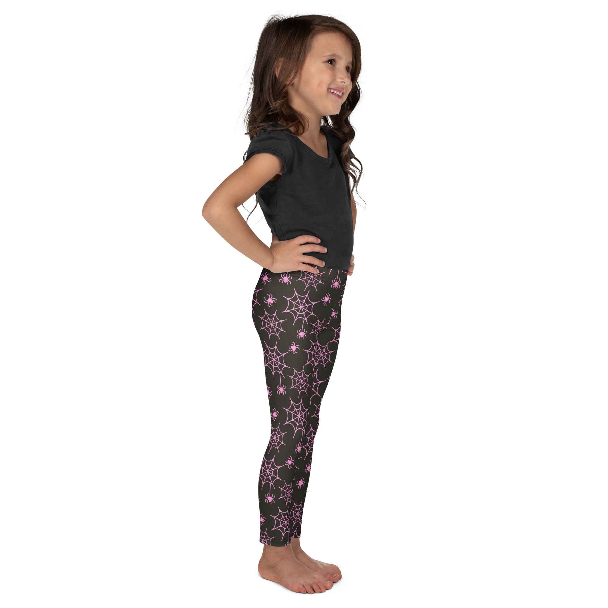 Girls Pink Spider Web Leggings - Warm, Buttery Soft & Stretchy
