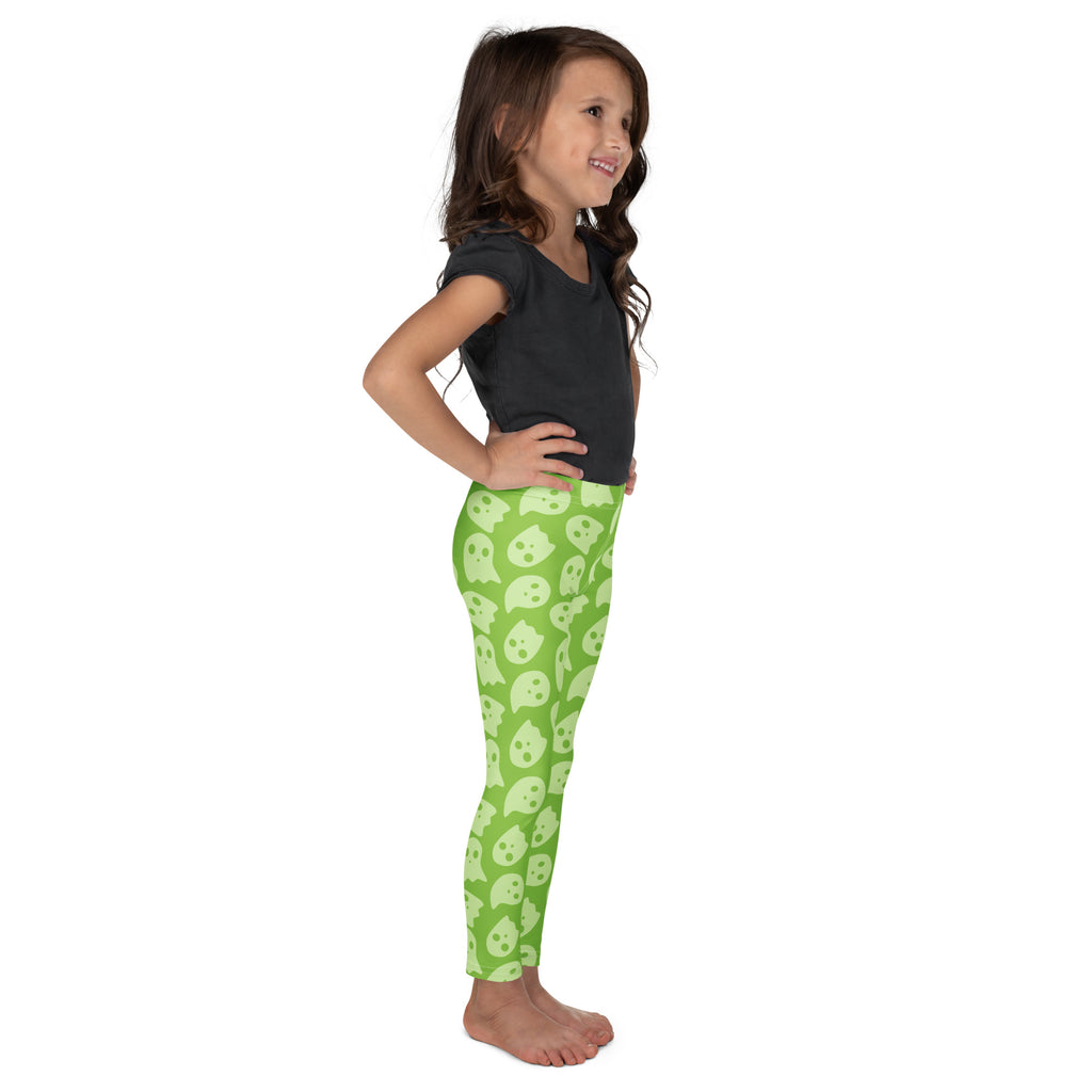 Girls Green Ghost Halloween Leggings - Warm, Buttery Soft & Stretchy