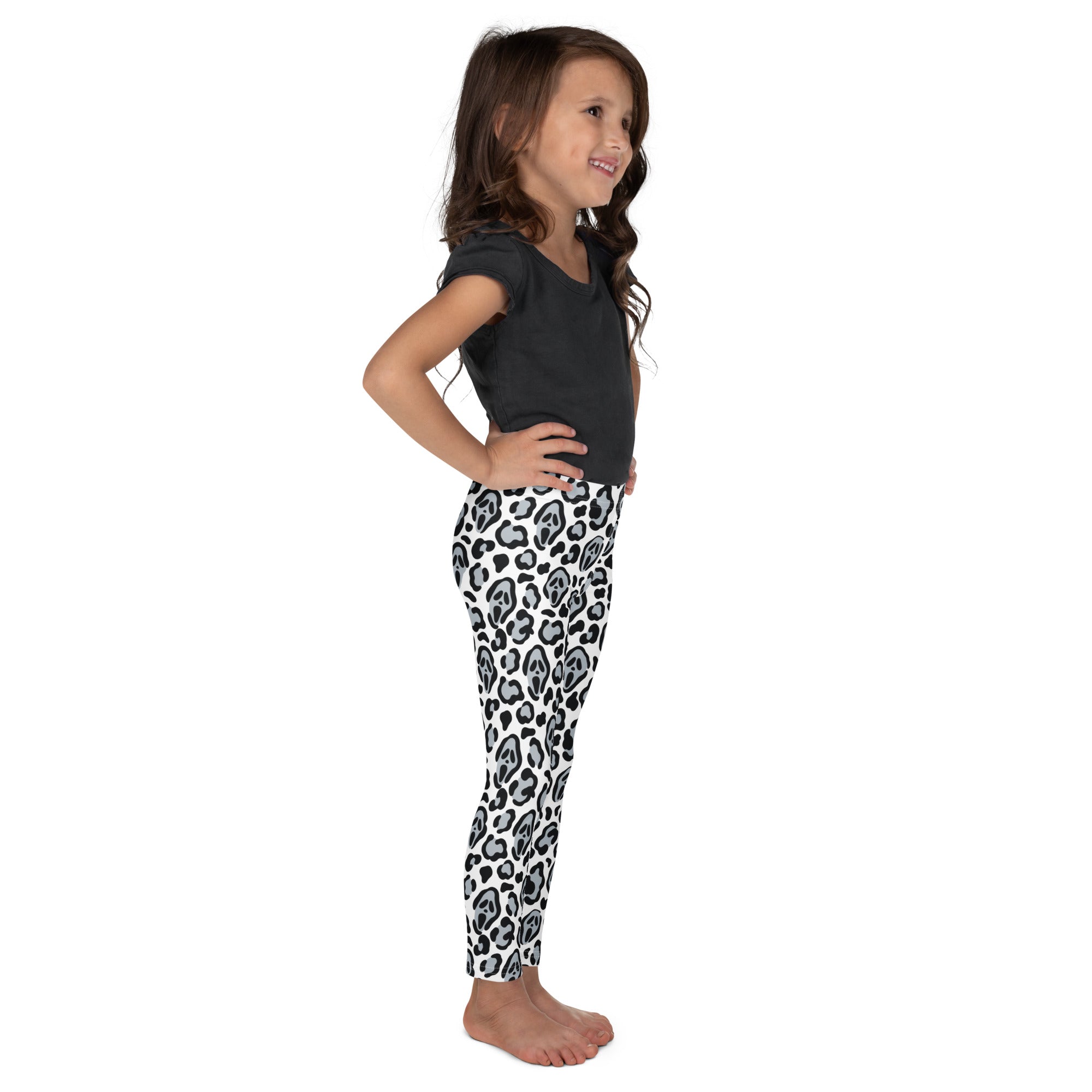 Girls Ghost Face Leopard Leggings - Warm, Buttery Soft & Stretchy