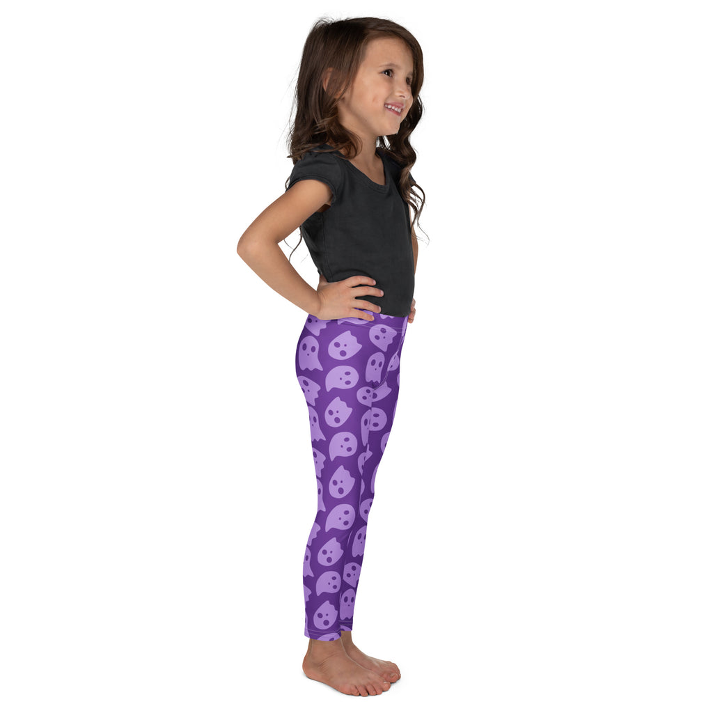 Girls Purple Ghost Halloween Leggings - Warm, Buttery Soft & Stretchy