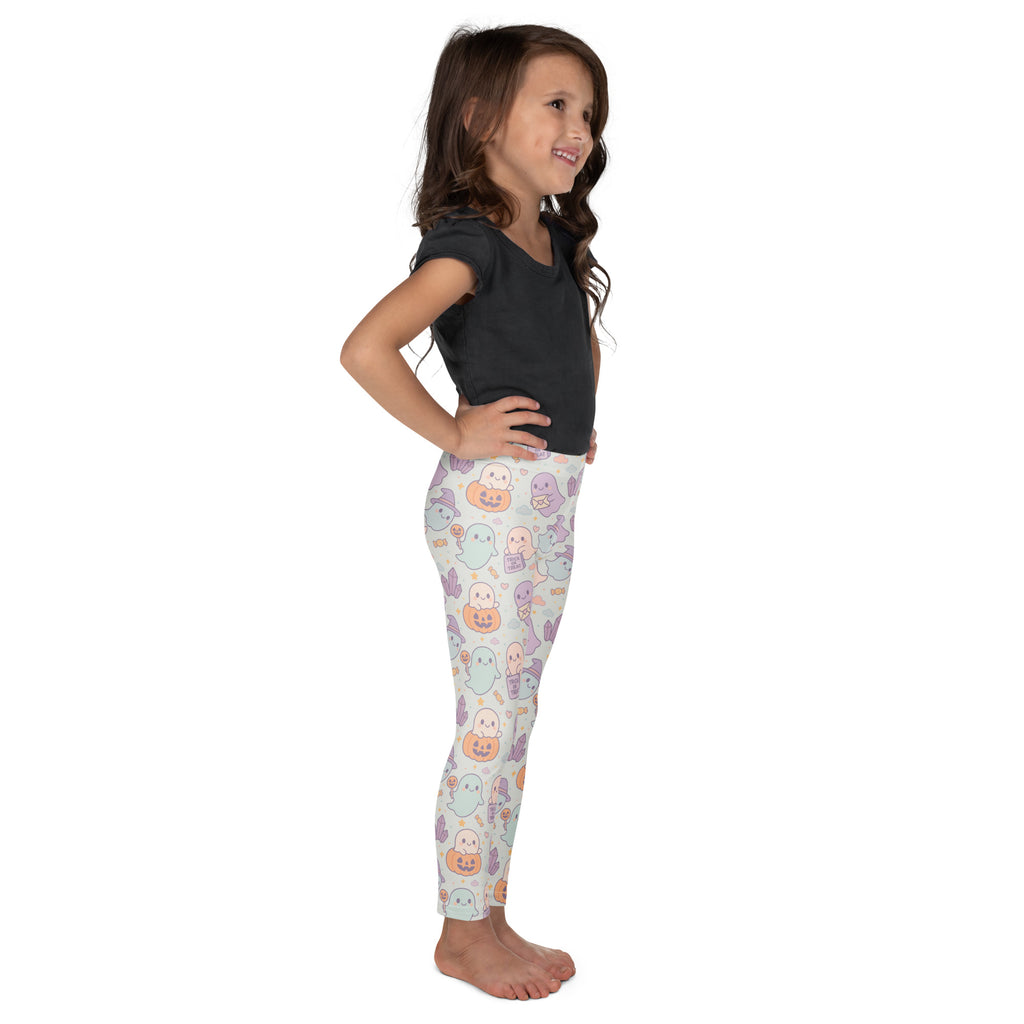 Girls Cute Ghost Halloween Leggings - Warm, Buttery Soft & Stretchy