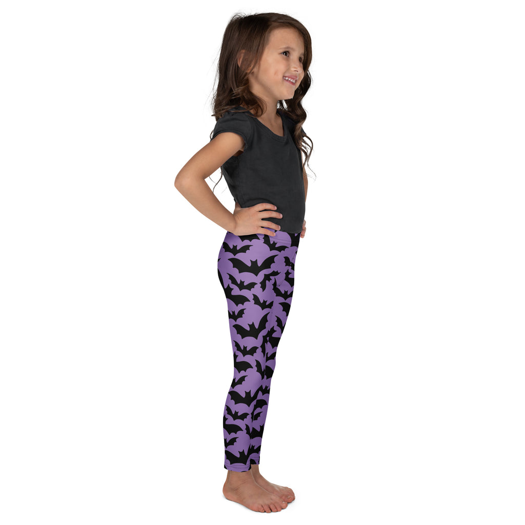 Girls Purple Bat Leggings - Warm, Buttery Soft & Stretchy