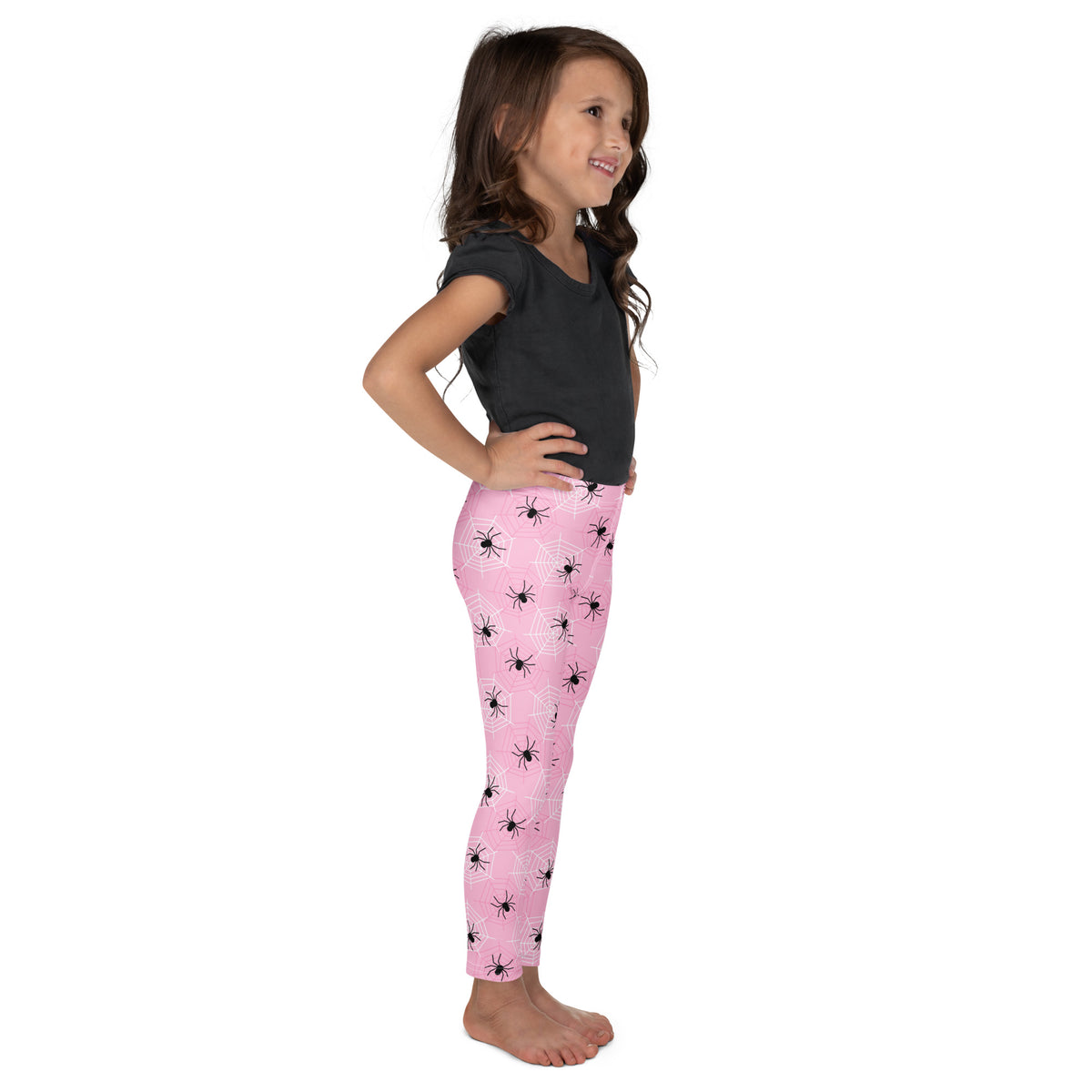 Girls Pink Spider Web Halloween Leggings - Warm, Buttery Soft & Stretchy