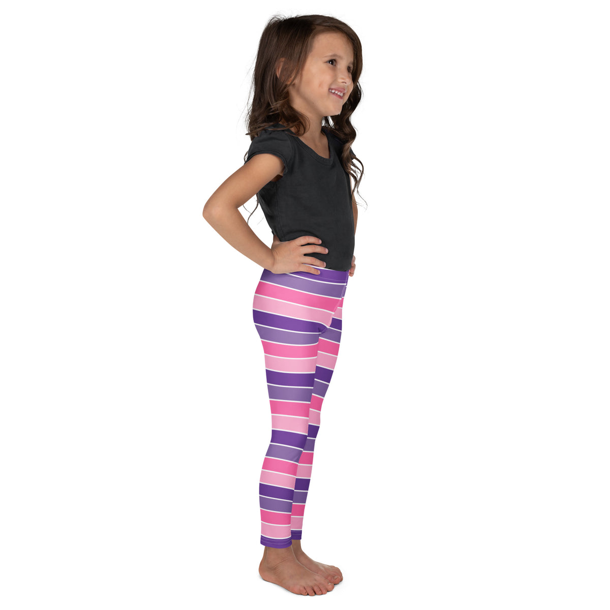 Girls Pink & Purple Striped Halloween Leggings - Warm, Buttery Soft & Stretchy
