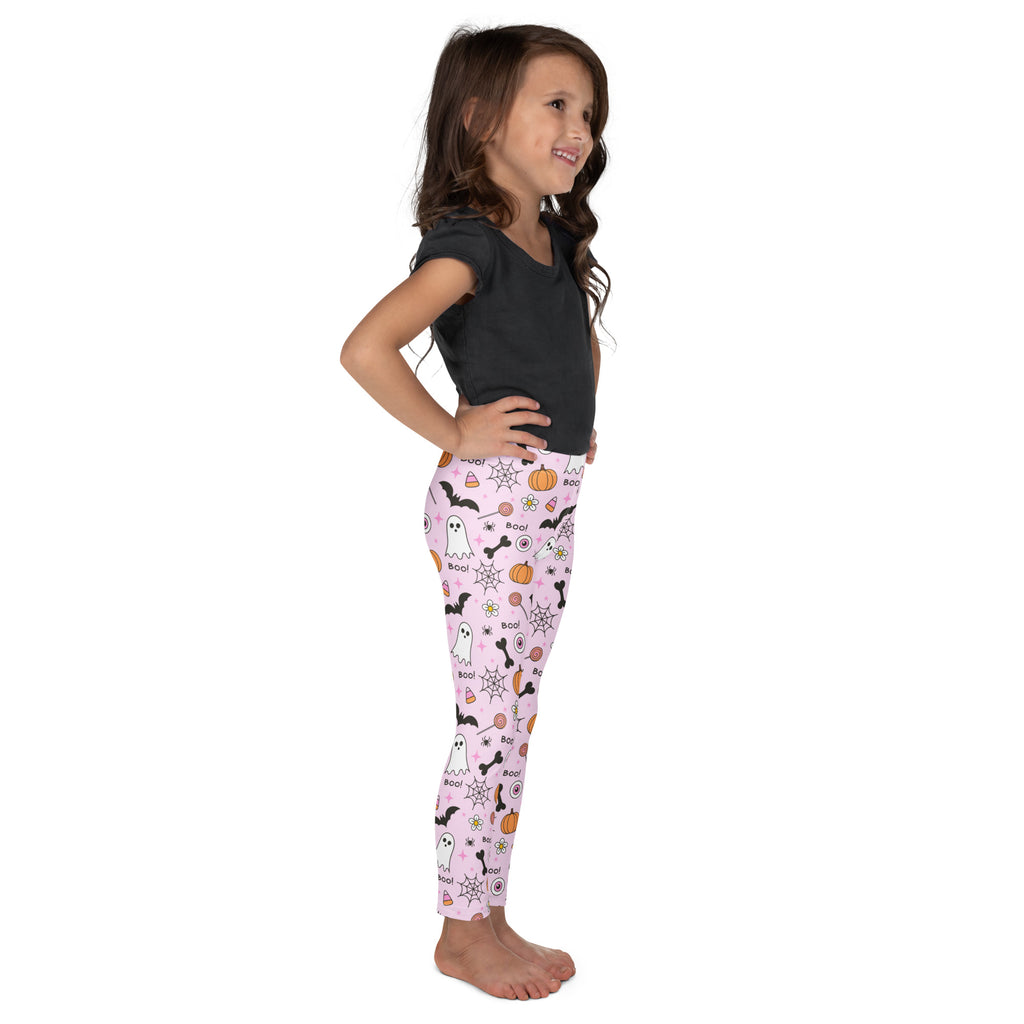 Girls Pink Halloween Themed Leggings - Warm, Buttery Soft & Stretchy