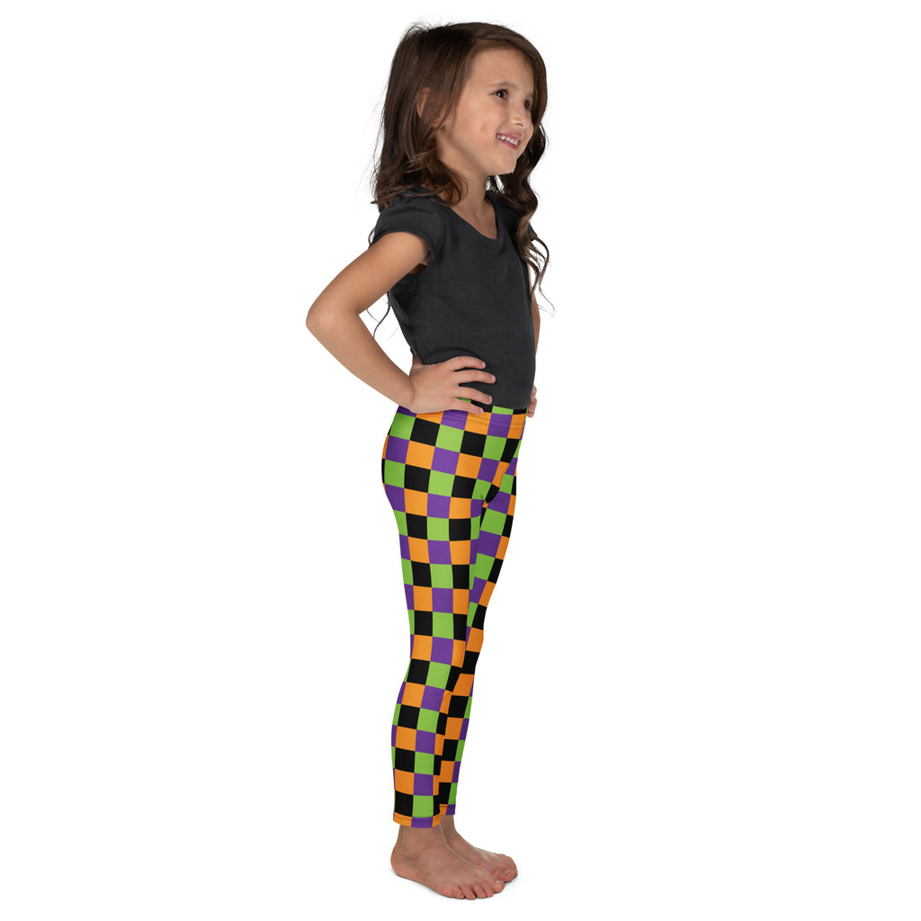Girls Halloween Checkerboard Leggings - Warm, Buttery Soft & Stretchy