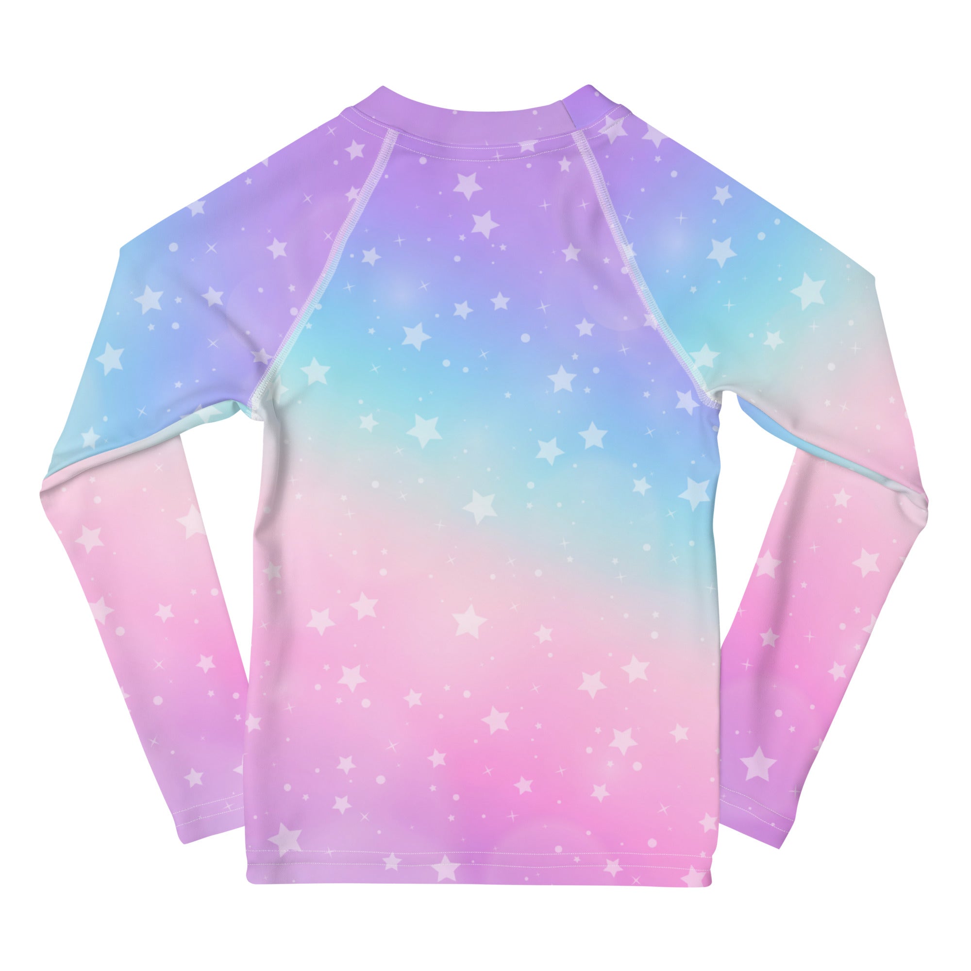 Girls Rainbow Stars Long Sleeve Rash Guard Swim Shirt With UPF 50+