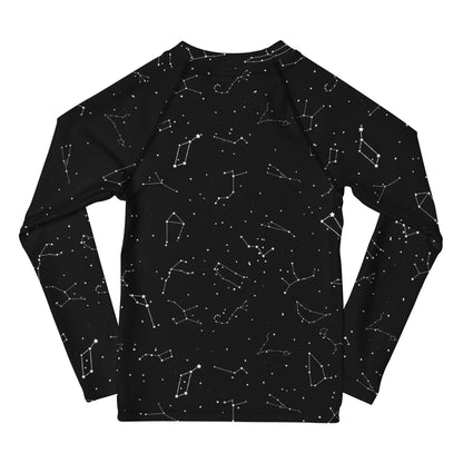 Kids Realistic Constellations Long Sleeve Rash Guard Swim Shirt With UPF 50+