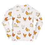 Kids Chicken Pattern Long Sleeve Rash Guard Swim Shirt With UPF 50+