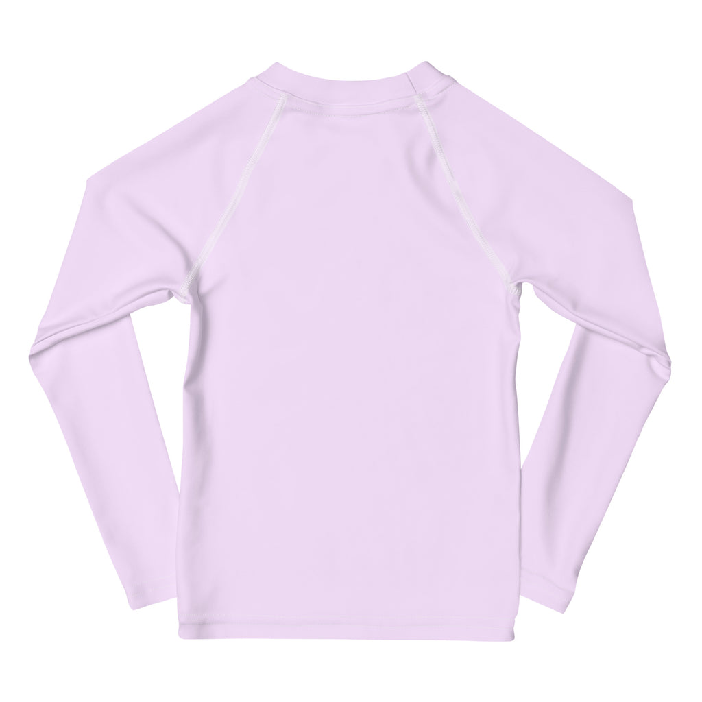 Girls Peeking Cat Long Sleeve Rash Guard Swim Shirt With UPF 50+
