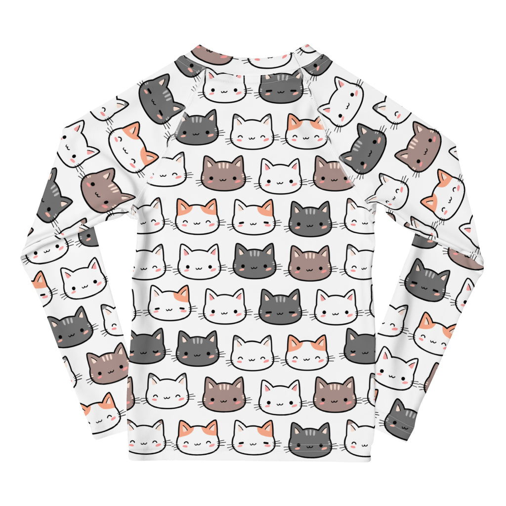 Girls Cat Long Sleeve Rash Guard Swim Shirt With UPF 50+