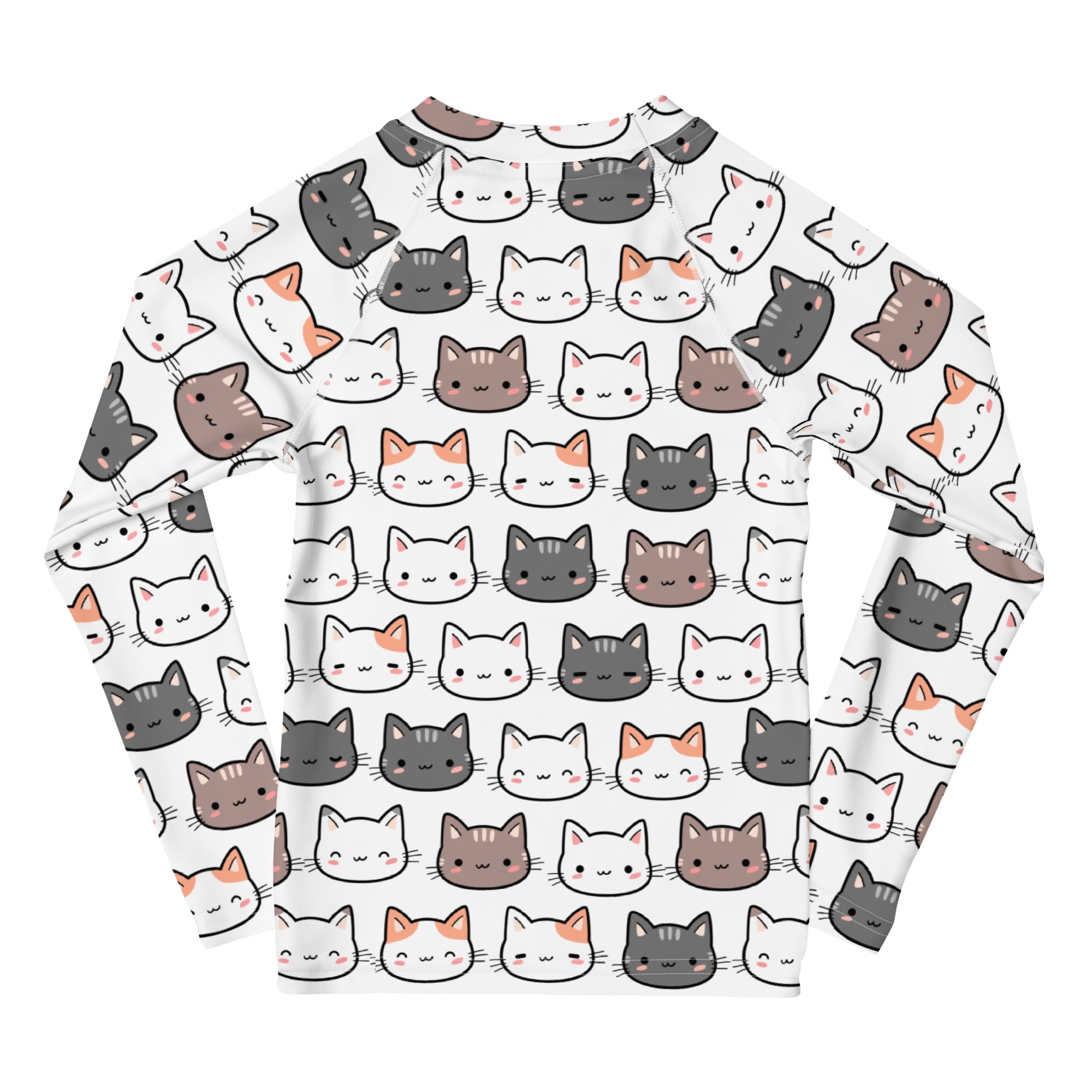 Girls Cat Long Sleeve Rash Guard Swim Shirt With UPF 50+