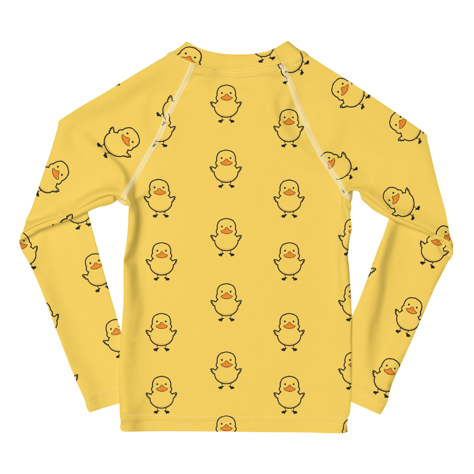 Kids Long Sleeve Yellow Duck Rash Guard Swim Shirt With UPF 50+