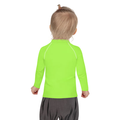 Kids Lime Green Long Sleeve Rash Guard Swim Shirt With UPF 50+