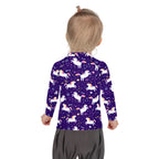 Girls Space Unicorn Long Sleeve Rash Guard Swim Shirt With UPF 50+