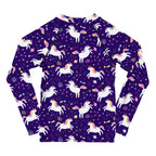 Girls Space Unicorn Long Sleeve Rash Guard Swim Shirt With UPF 50+