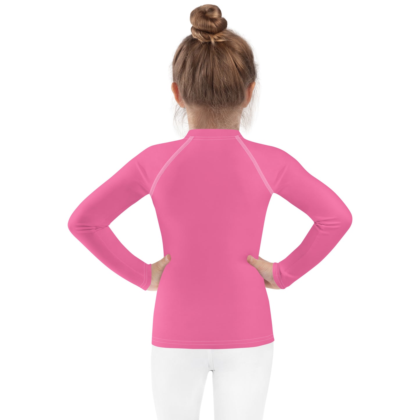 Girls Pink Long Sleeve Rash Guard Swim Shirt With UPF 50+